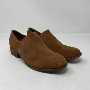Toms Shaye Loafers Womens 8.5 Caramel Suede Slip On Casual Shoes Block Heel